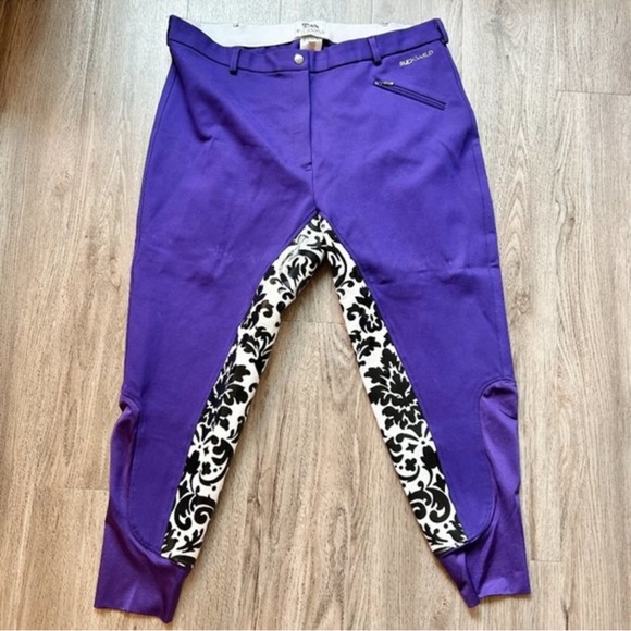 Buckwild Curvy Mare High Waist Breech Purple Damask Pants Size 38 - Picture 3 of 8
